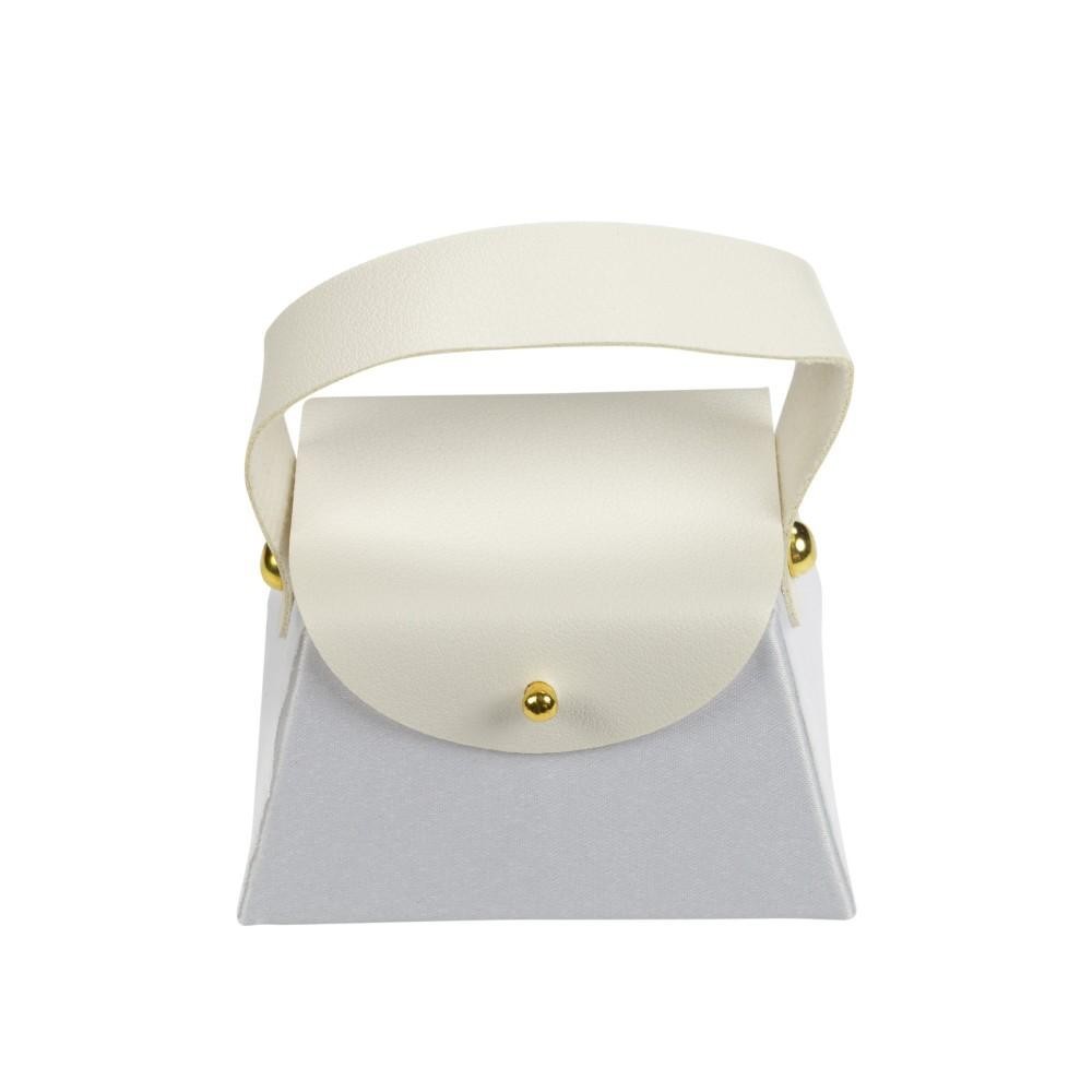 BORSETTA SCATOLA CON MANICO ECOPELLE 6x8x5h BIANCO